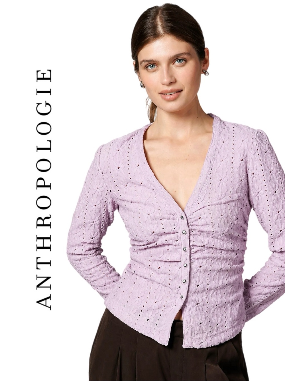 Anthropologie Maeve Textured Eyelet Top